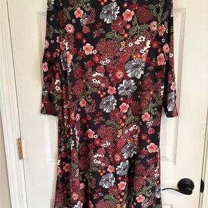 ELLOS Floral Black and Rust Women's Dress